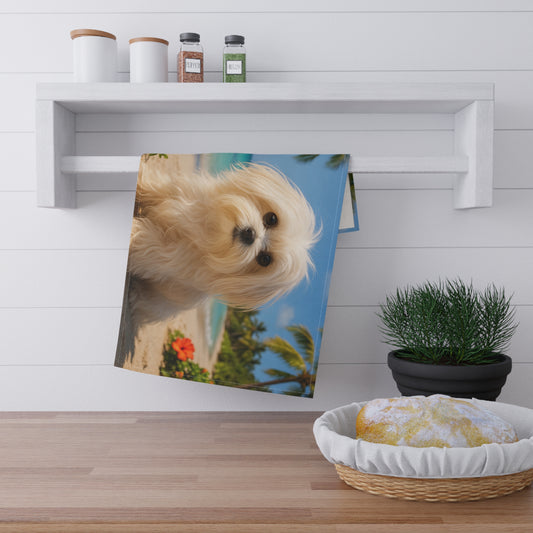 Tea Towels (cotton, poly) - Tropical Puppy Ariel