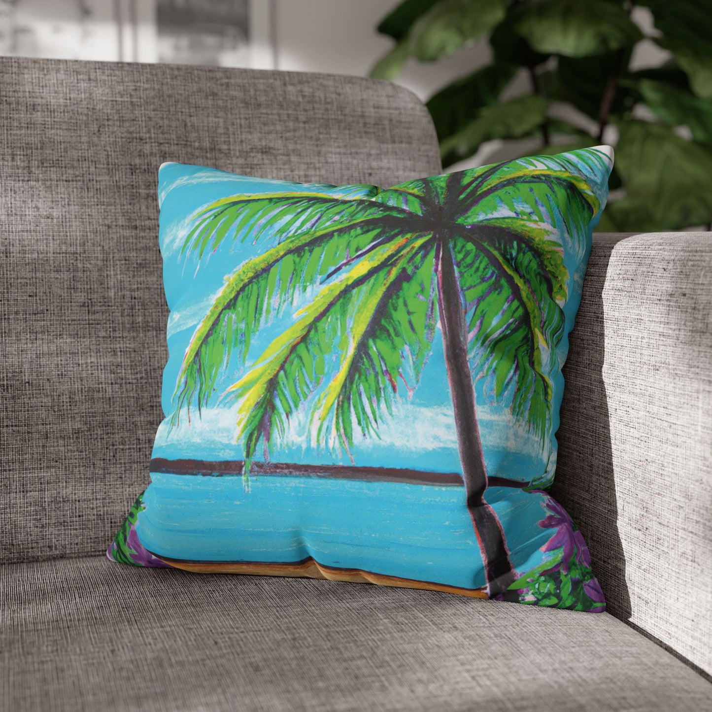 Faux Suede Square Pillowcase - Calm Beach