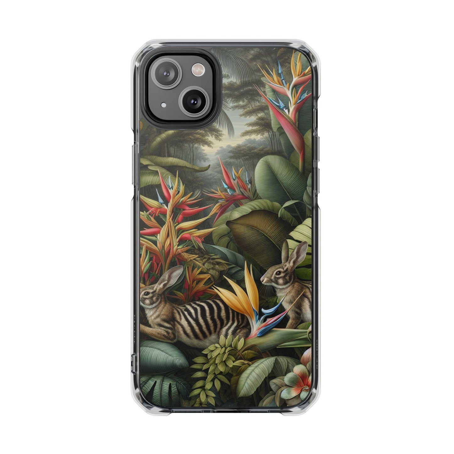 Rainforest Rabbit Outing Magnetic Clear Phone Case, Many Models
