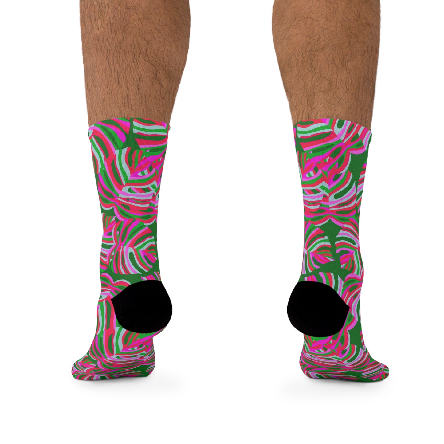 Recycled Poly Socks, Monstera Pink Pop