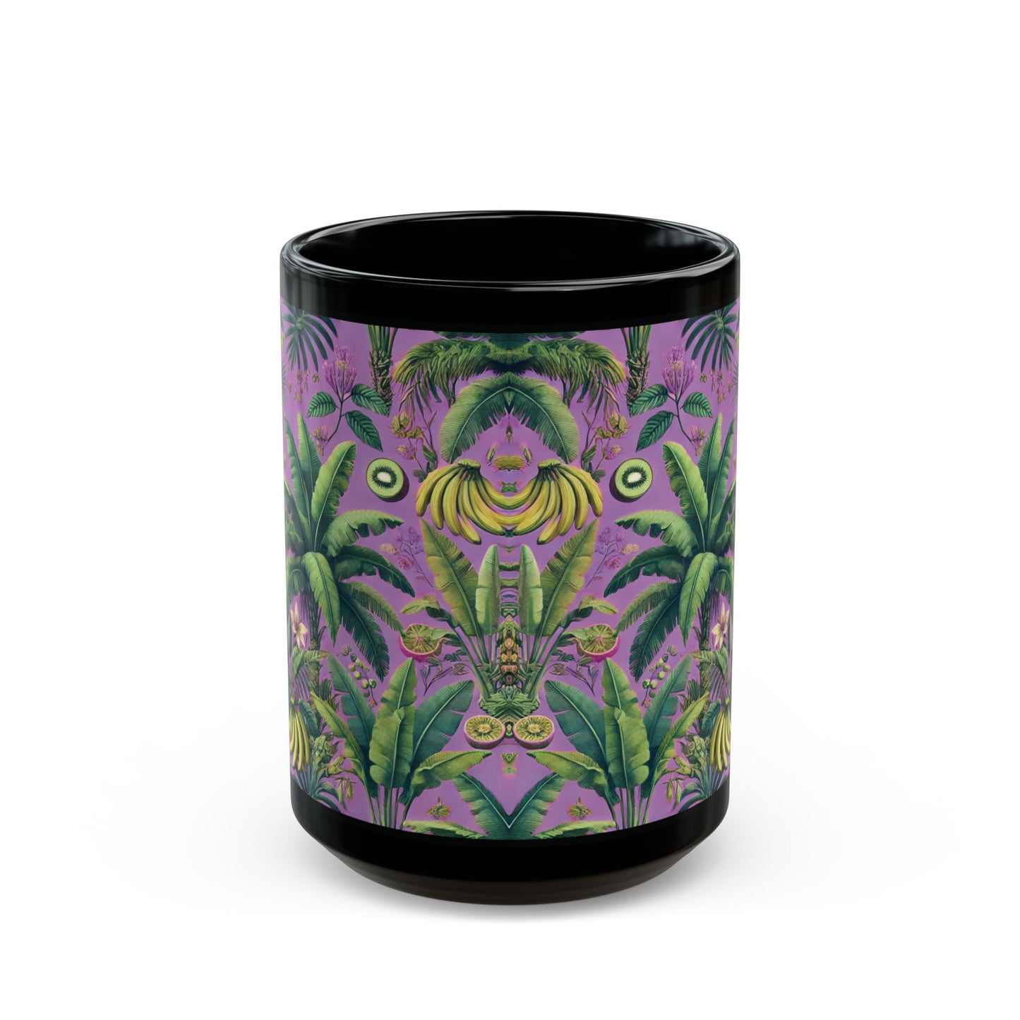 Black Coffee Mug - Tropical Fruit, Purple