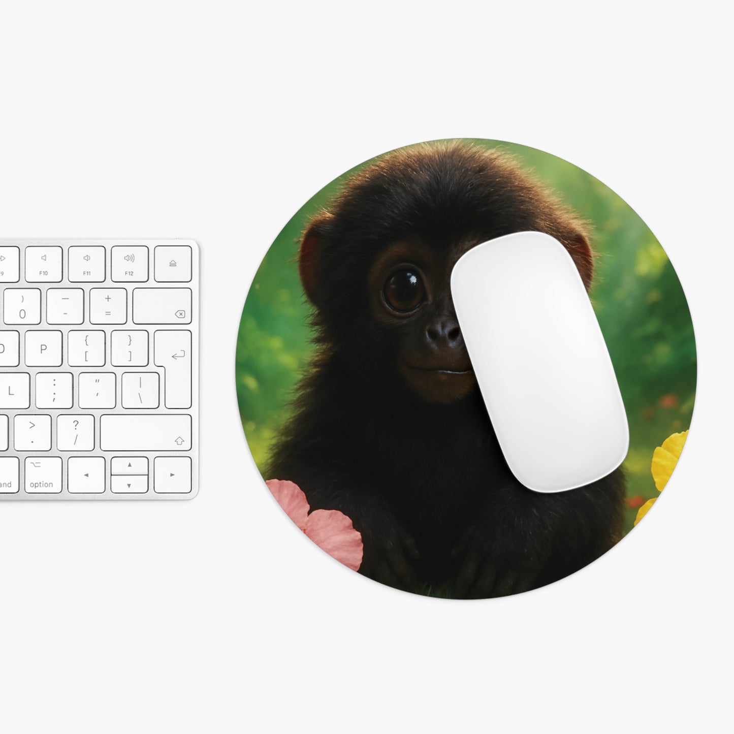 Tropical Mouse Pad, 2 Shapes - Beach Vibes for Home Office & Gamer / Baby Black Howler Monkey