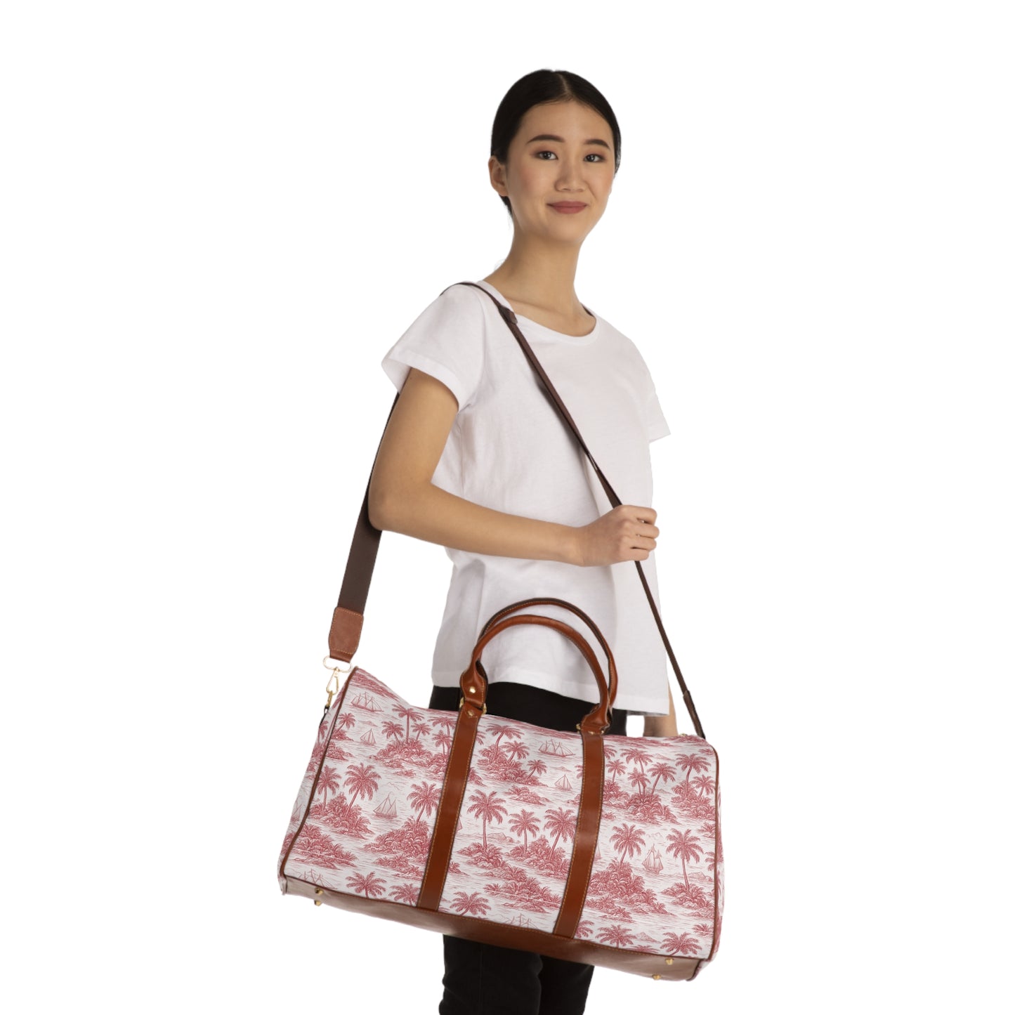 Tropical Waterproof Travel Bag - Perfect for Beach Getaways / Faraway Toile, Red