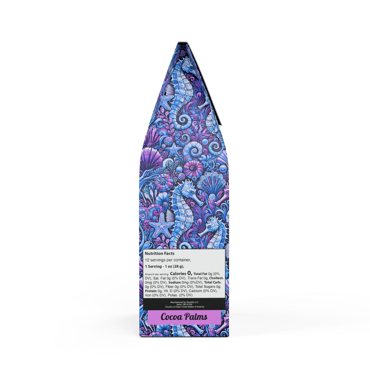 Cocoa Palms Blend™ (Medium-Dark Roast) Specialty Grade Craft Coffee / Seahorse Trio, Blue