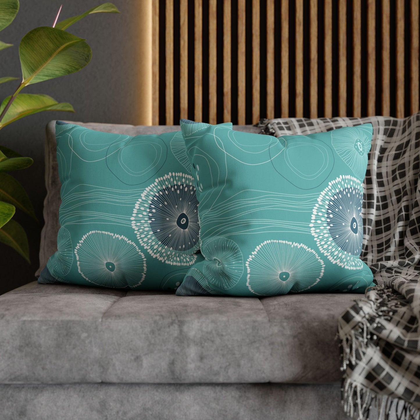 Faux Suede Square Pillowcase - Plankton Drift Teal