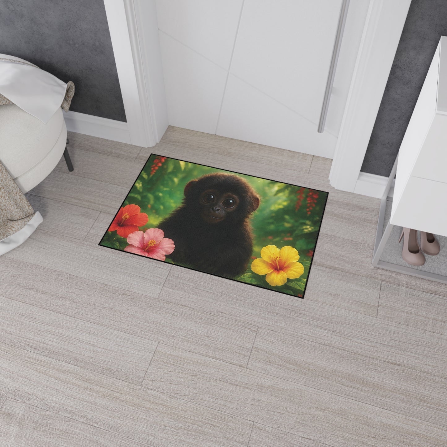 Heavy Duty Floor Mat, 5 Sizes – Tropical Area Rug for Home Décor / Baby Howler Monkey