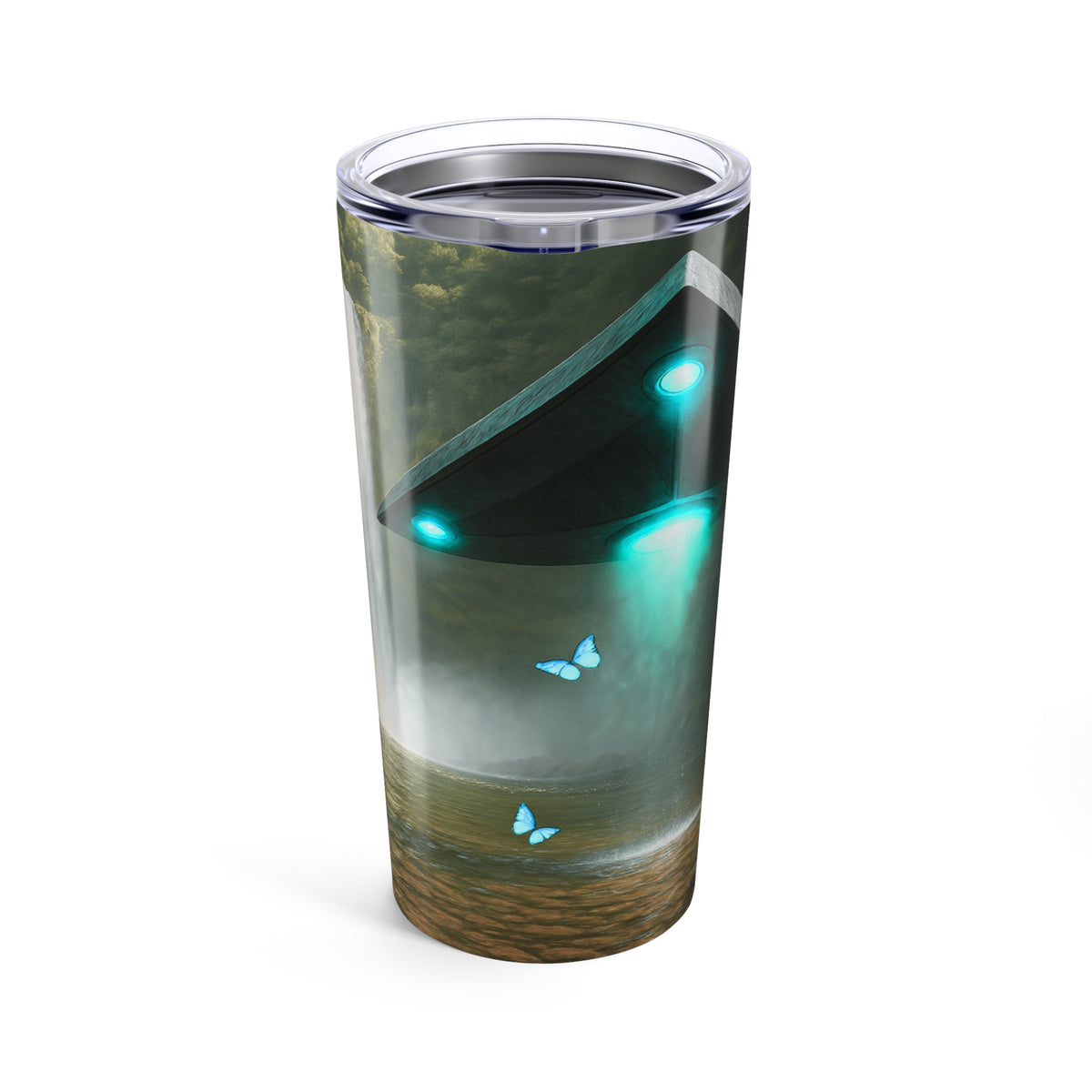20oz Tropical Glossy Tumbler - UFO and Waterfall