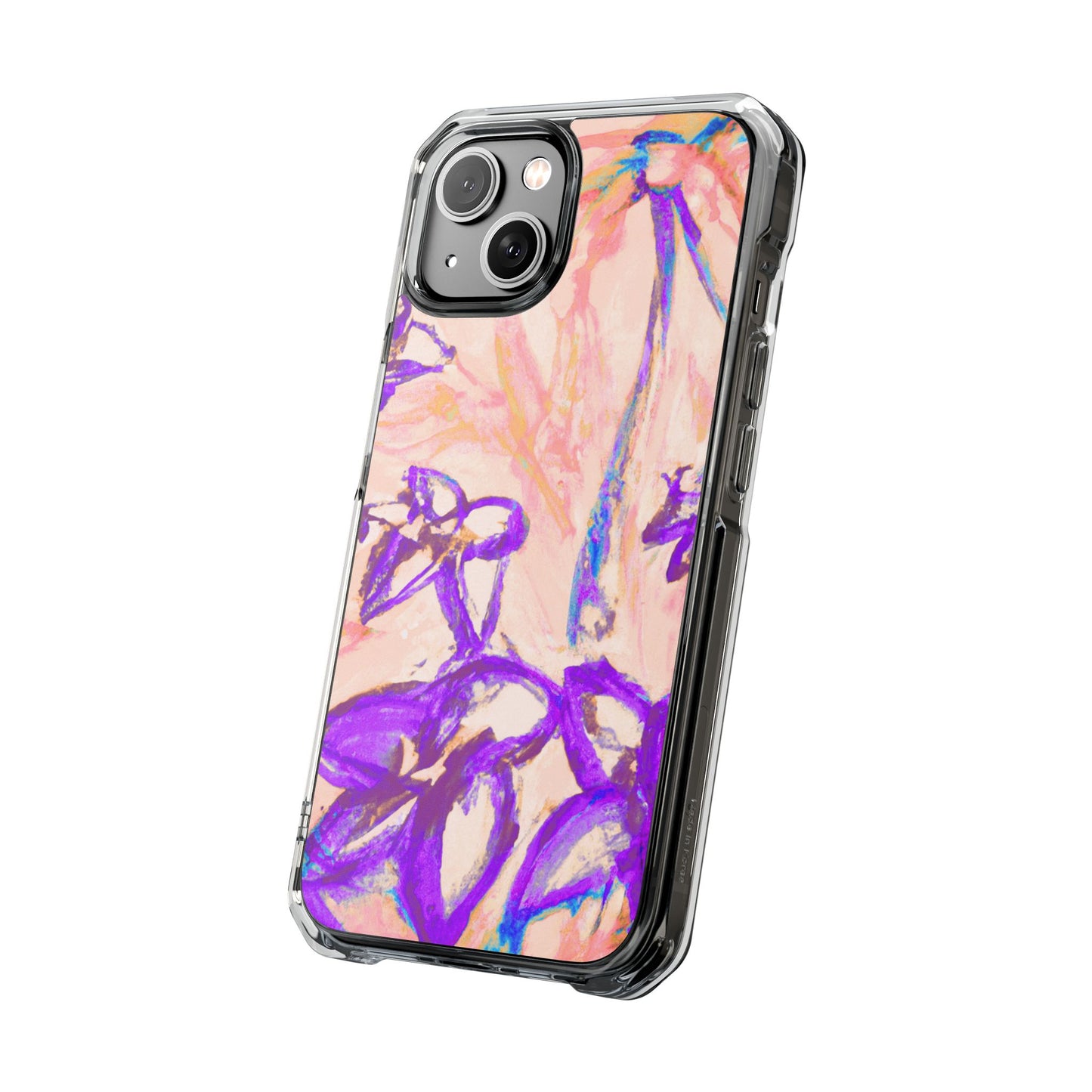 Tropical Doodles/Peach Magnetic Clear Phone Case, Many Models