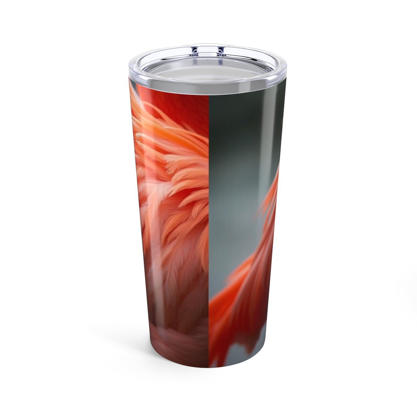 20oz Tropical Glossy Tumbler, Stainless Steel / Flamingo Feathers