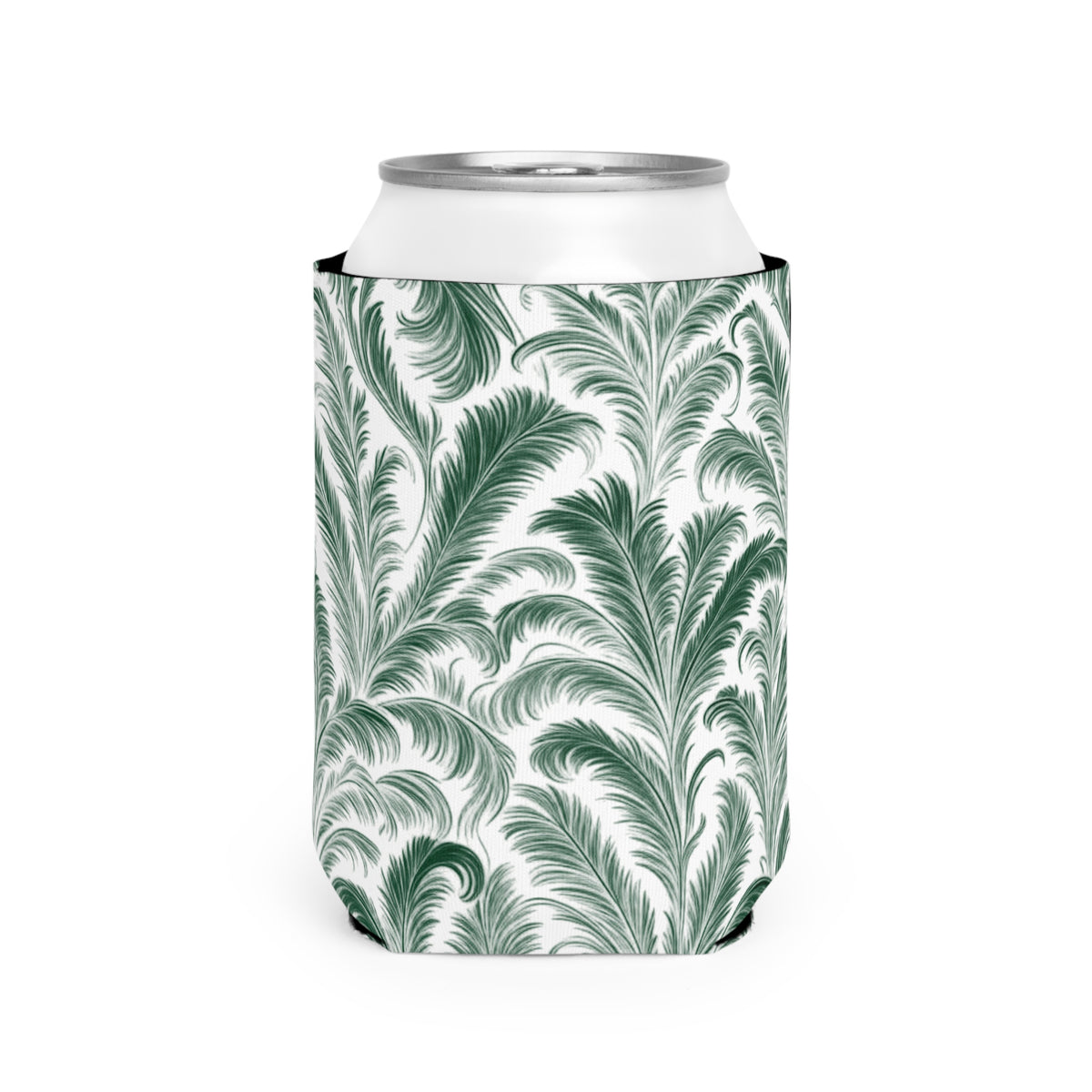 Rocco Greens/White Can Cooler Sleeve - Perfect for Outdoor Picnics