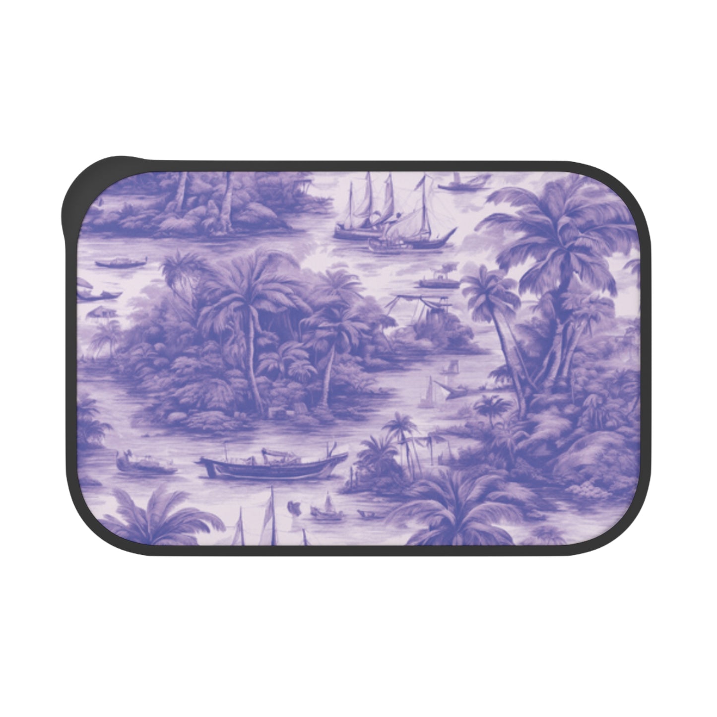 Bento Box with Utensils - Tropical Toile #1 purple