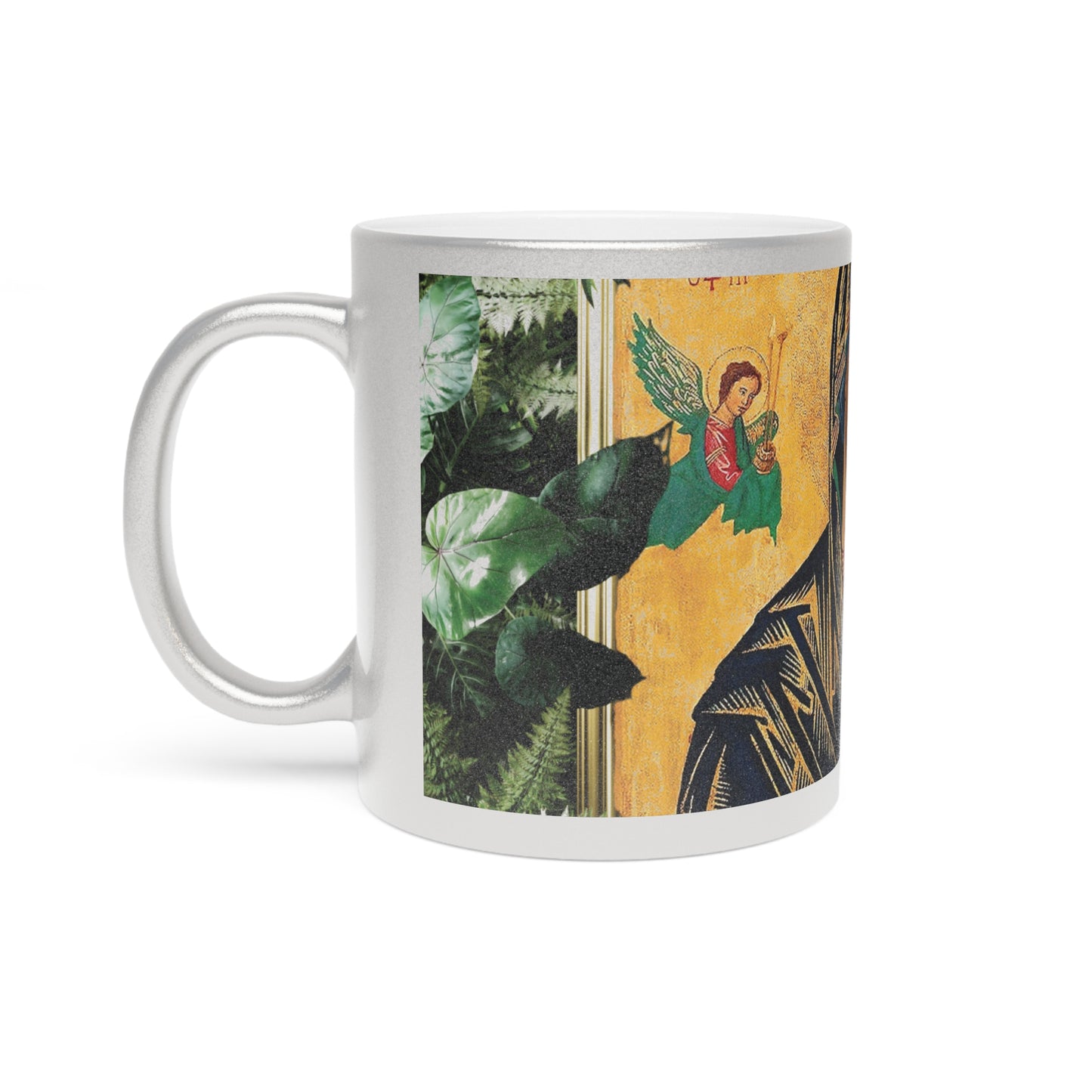 Religious Metallic Mug, Gold or Silver - MACRO "Tropical Our Lady of Perpetual Help"