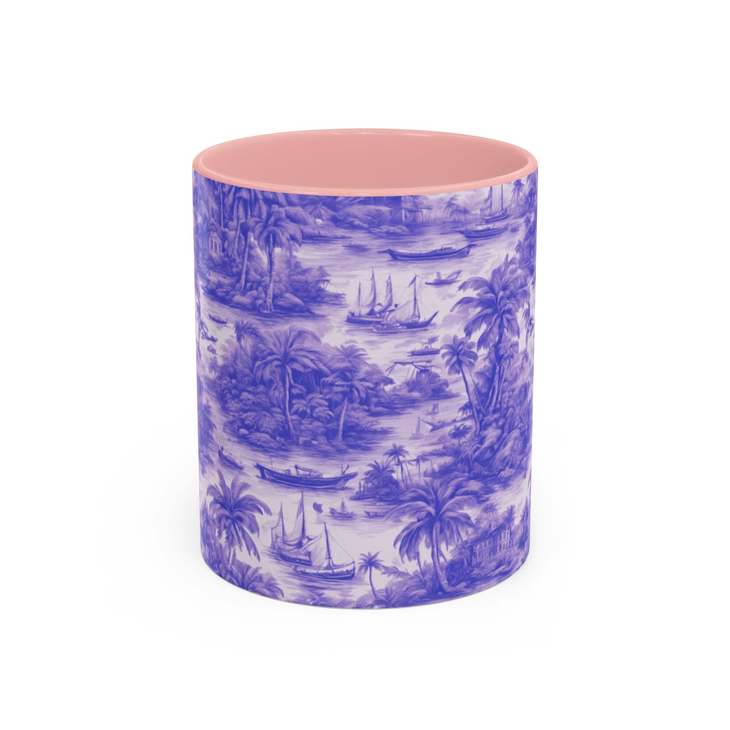 Accent Coffee Mug (11, 15oz), 8 Colors - Tropical Toile #1, purple