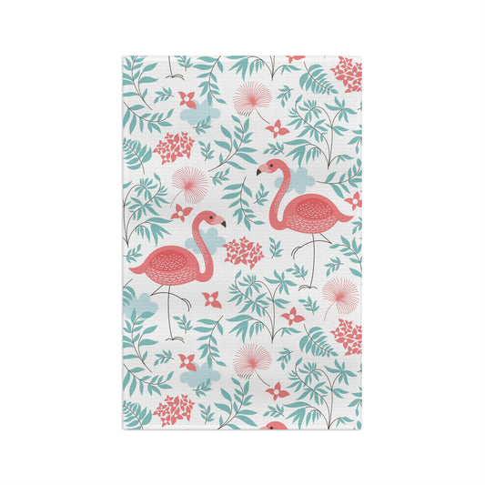Tropical Microfiber Coffee/Tea Towel – Flamingo & Palm Fronds