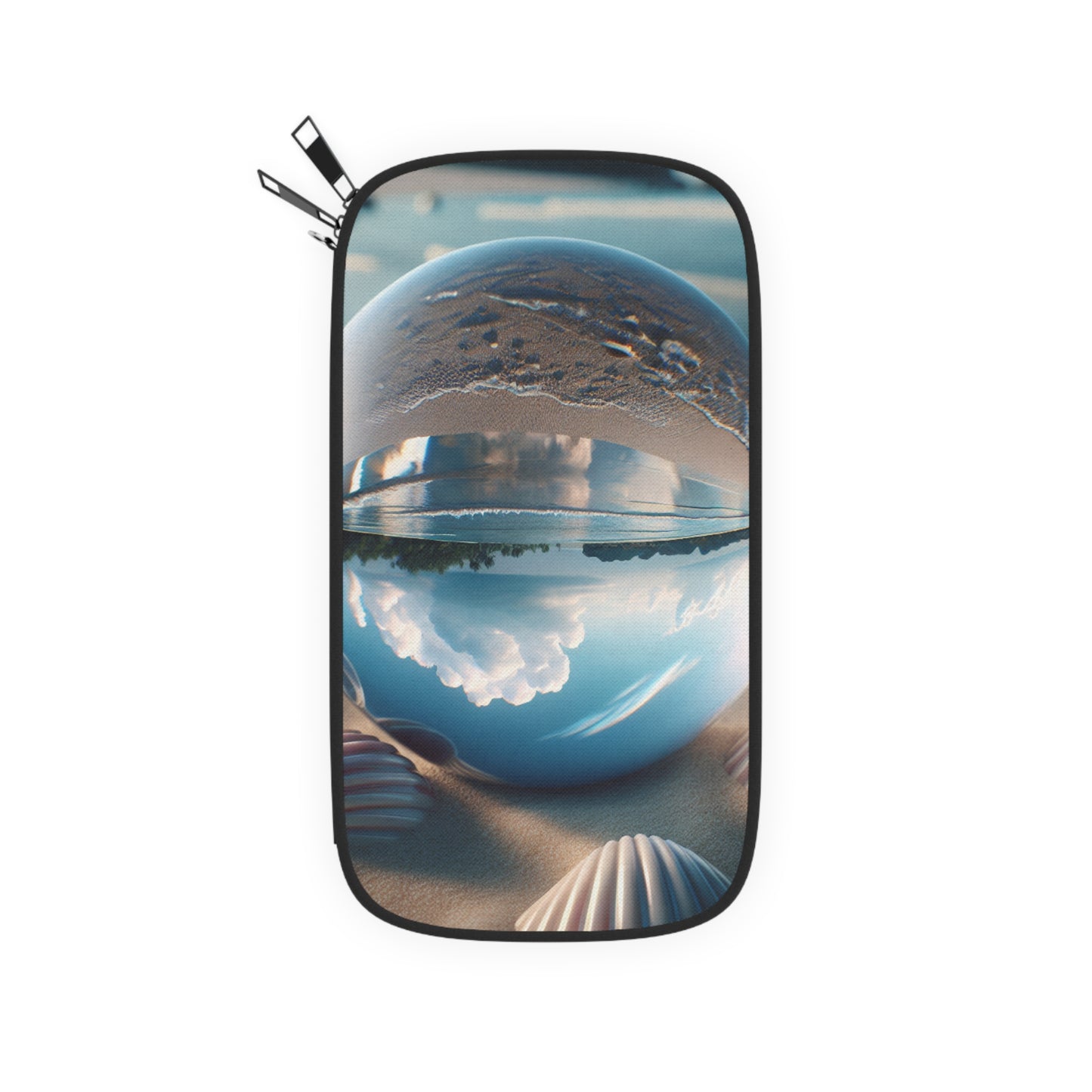 Passport Wallet – Perfect for Travelers & Adventurers / Beach Illusion Ball, Shells
