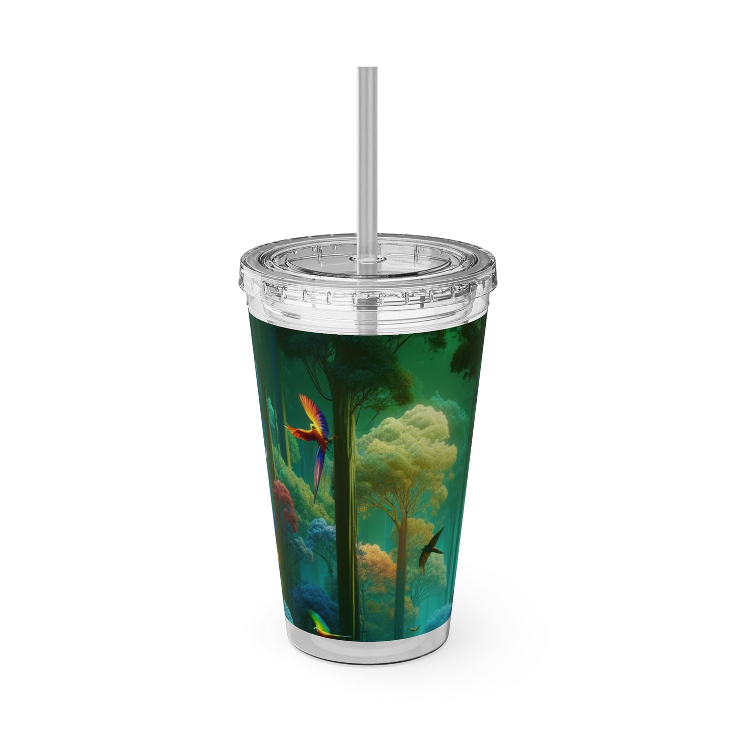 Tropical Tumbler with Straw | 16oz Colorful Travel Cup / Flight School