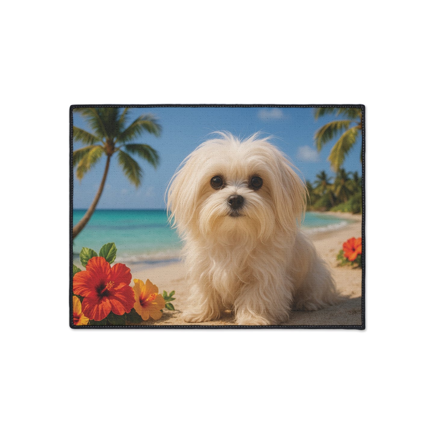 Heavy Duty Floor Mat, 5 Sizes – Tropical Area Rug for Home Décor / Puppy Ariel