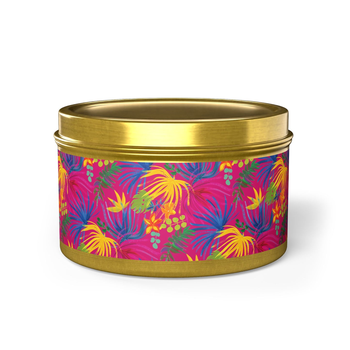 Tin Candles, 2 sizes, 3 tin colors - Exotic Flora