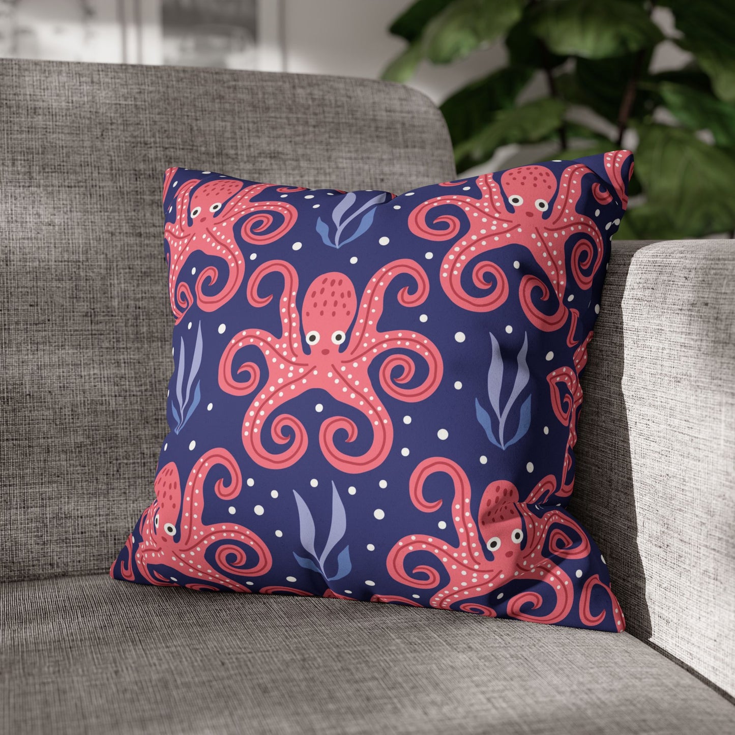 Faux Suede Square Pillowcase - Twisted Tentacle Octopus