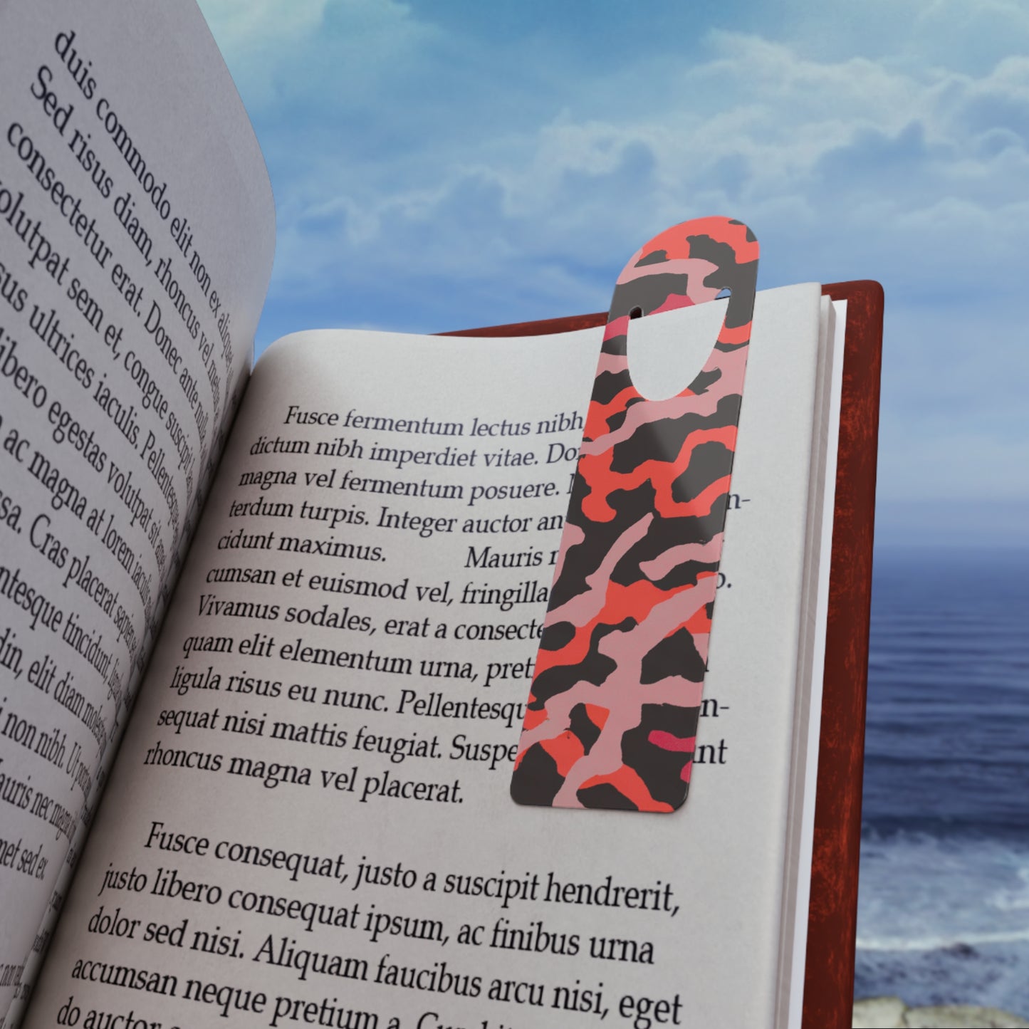 Bookmark - Aluminum, Coral Threads/Red