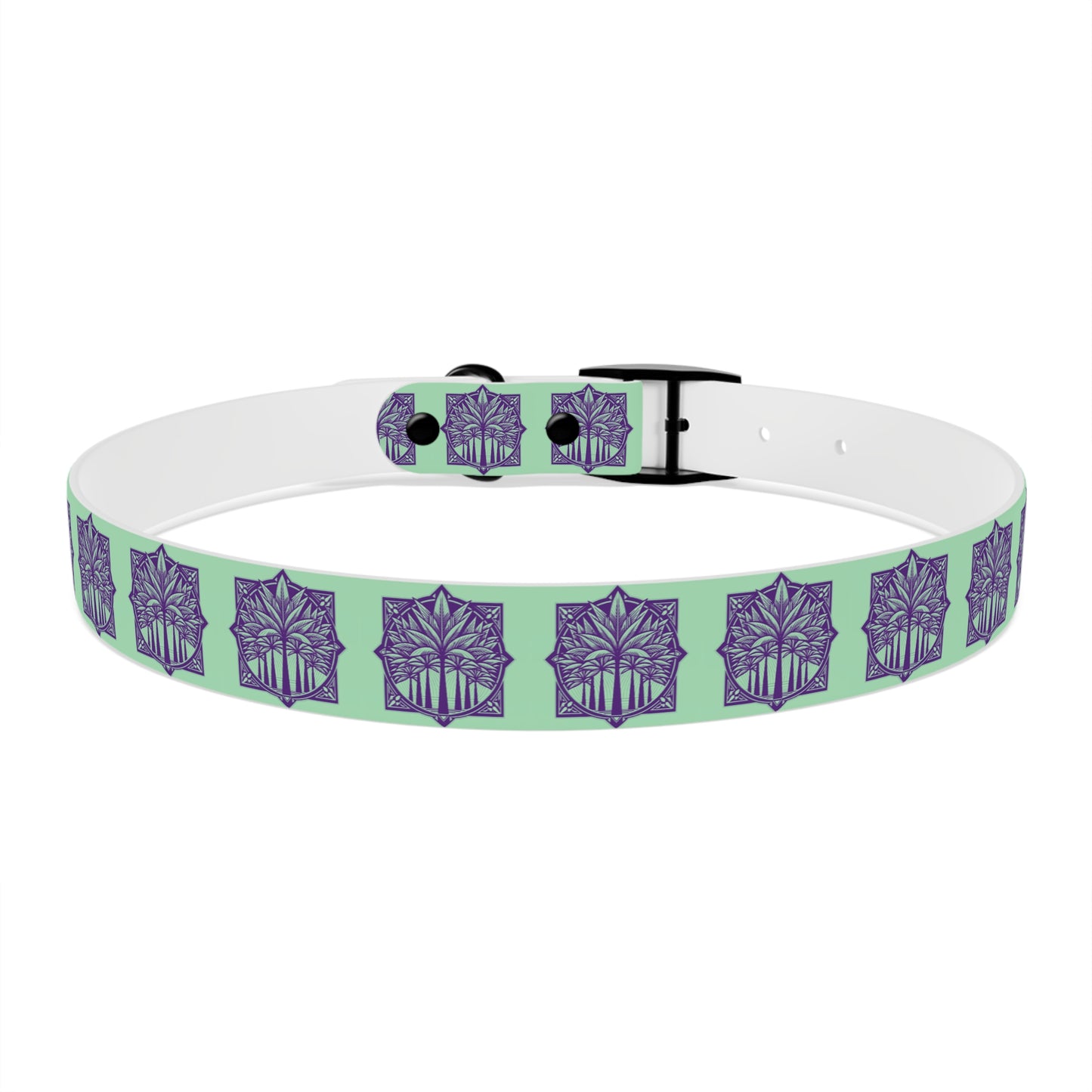 Dog Collar - Deco Palm Trees, Mint Green