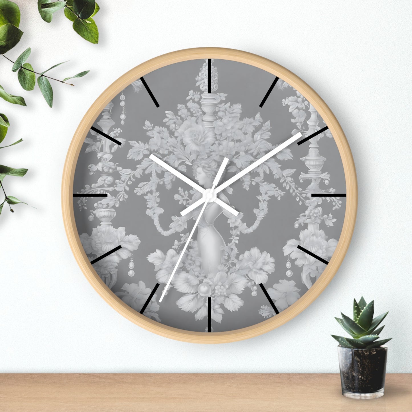 Wall Clock, Pearl Lady Toile / Slate, Hands/Base Variants