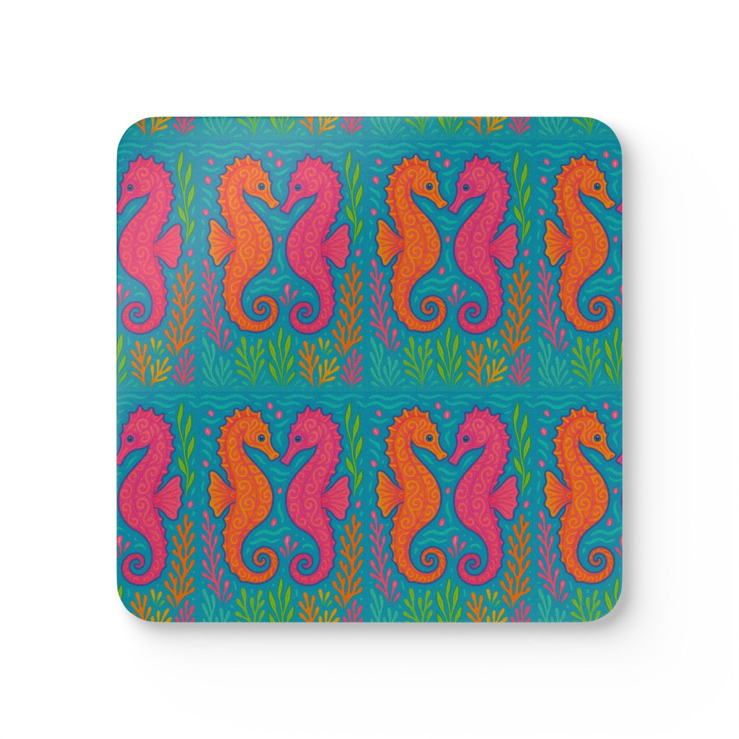 Four-piece Coaster Set - Sunset Seahorses