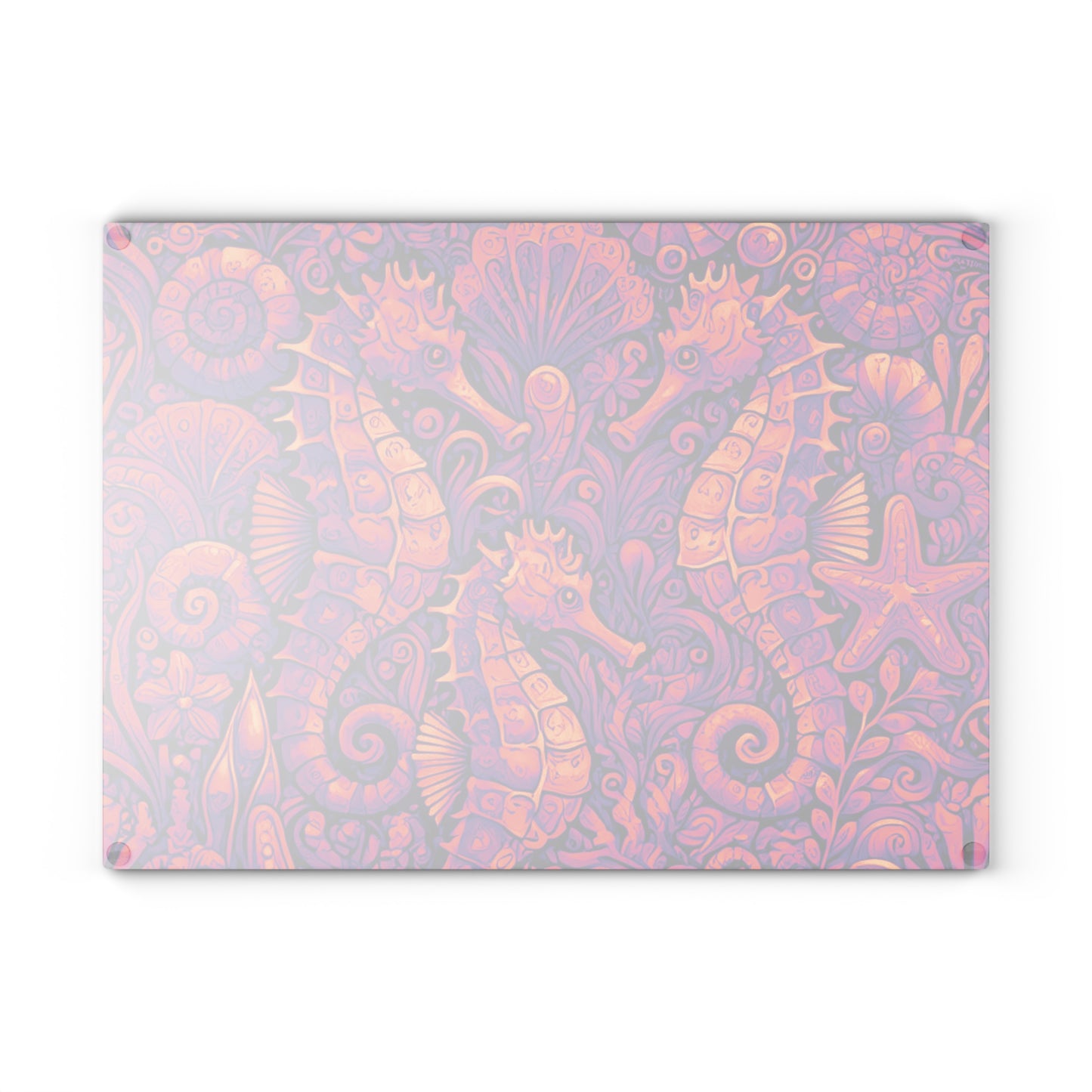 Glass Cutting Board, 2 sizes - Seahorses Heatwave