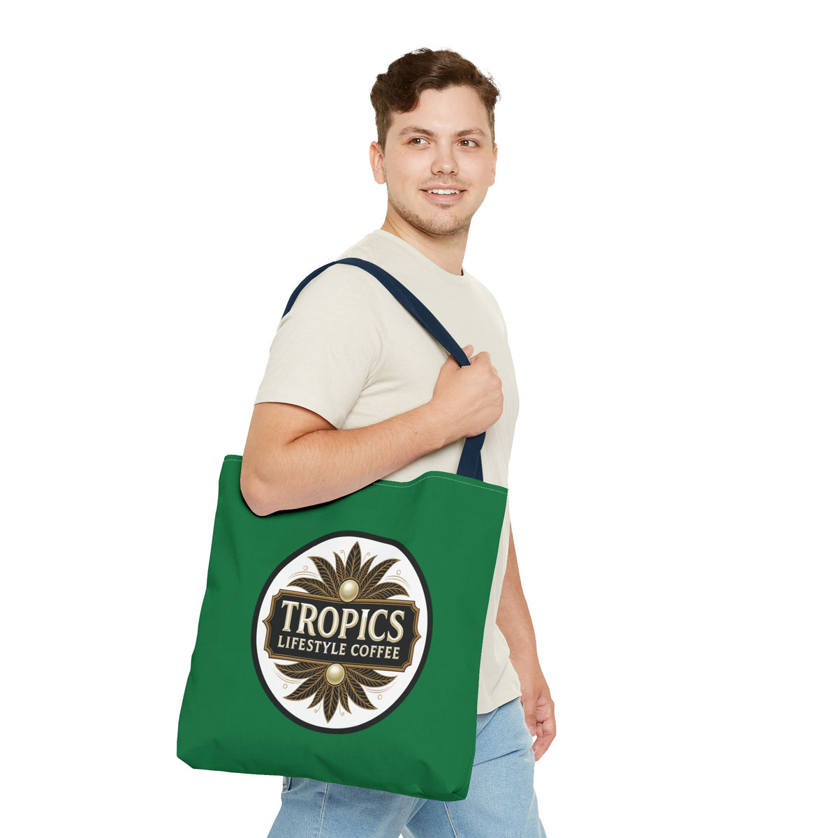 Tropics Lifestyle Coffee Tote Bag - 3 Sizes / Dark Green