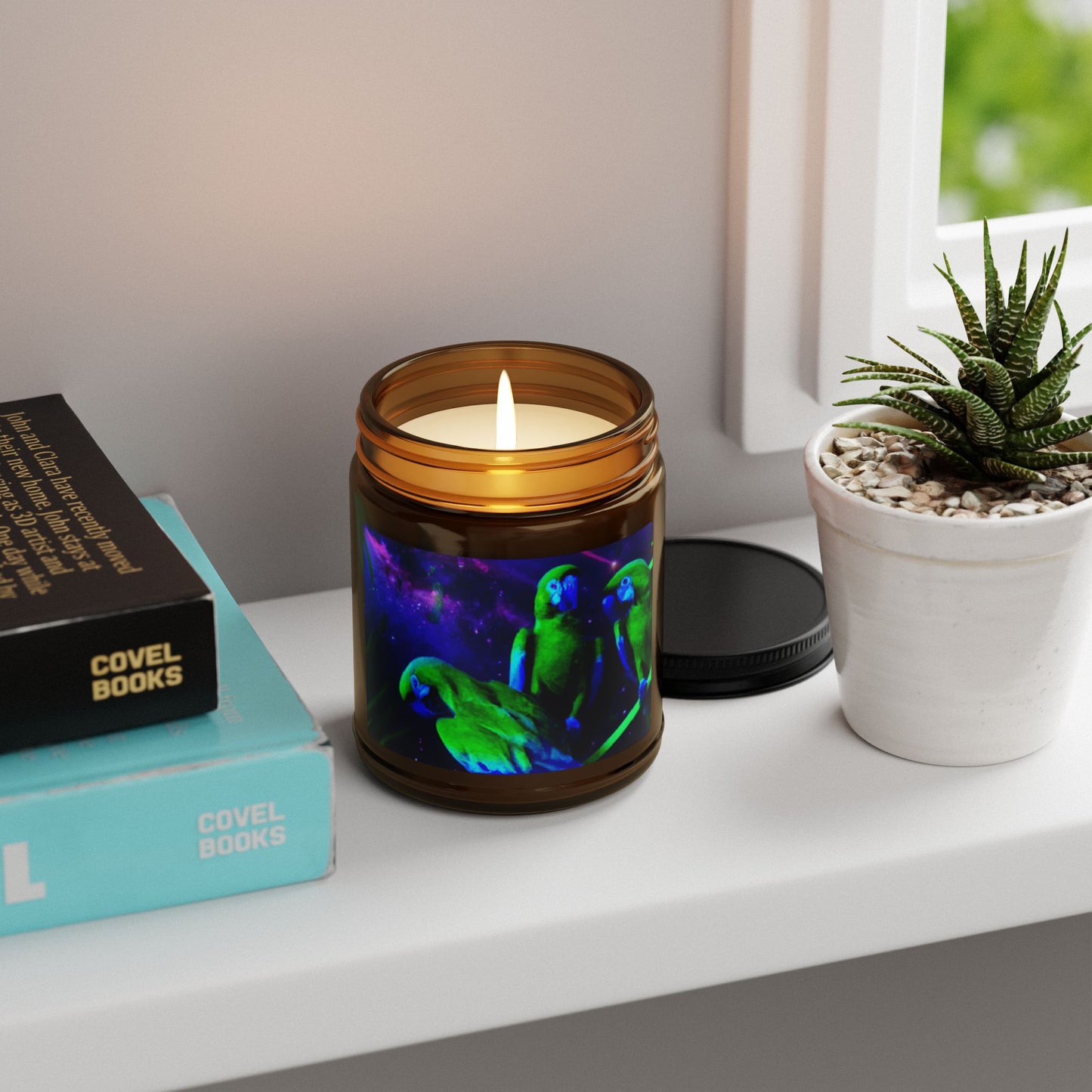 Soy Candle in Amber Jar - Multi-Size / Galactic Parrots