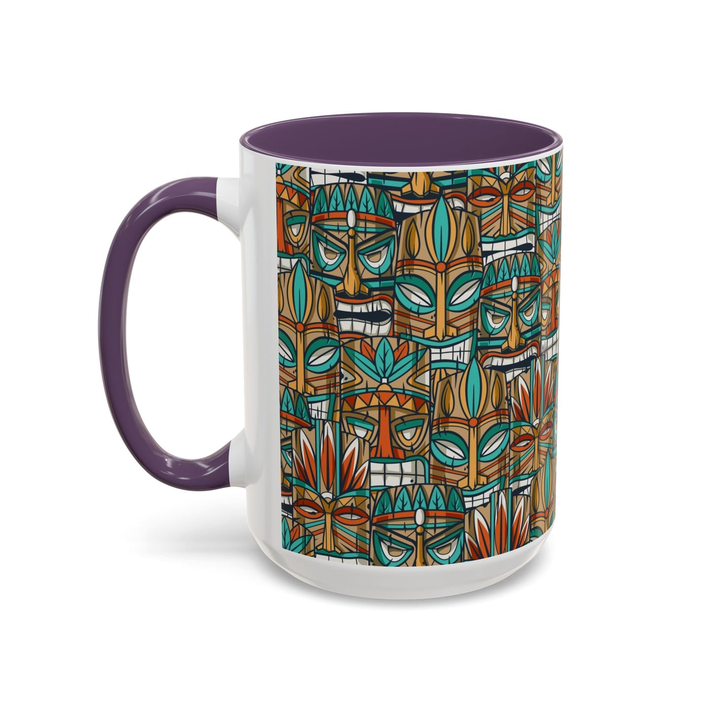 Accent Coffee Mug (11, 15oz), 8 Colors - Turquoise Tiki Party