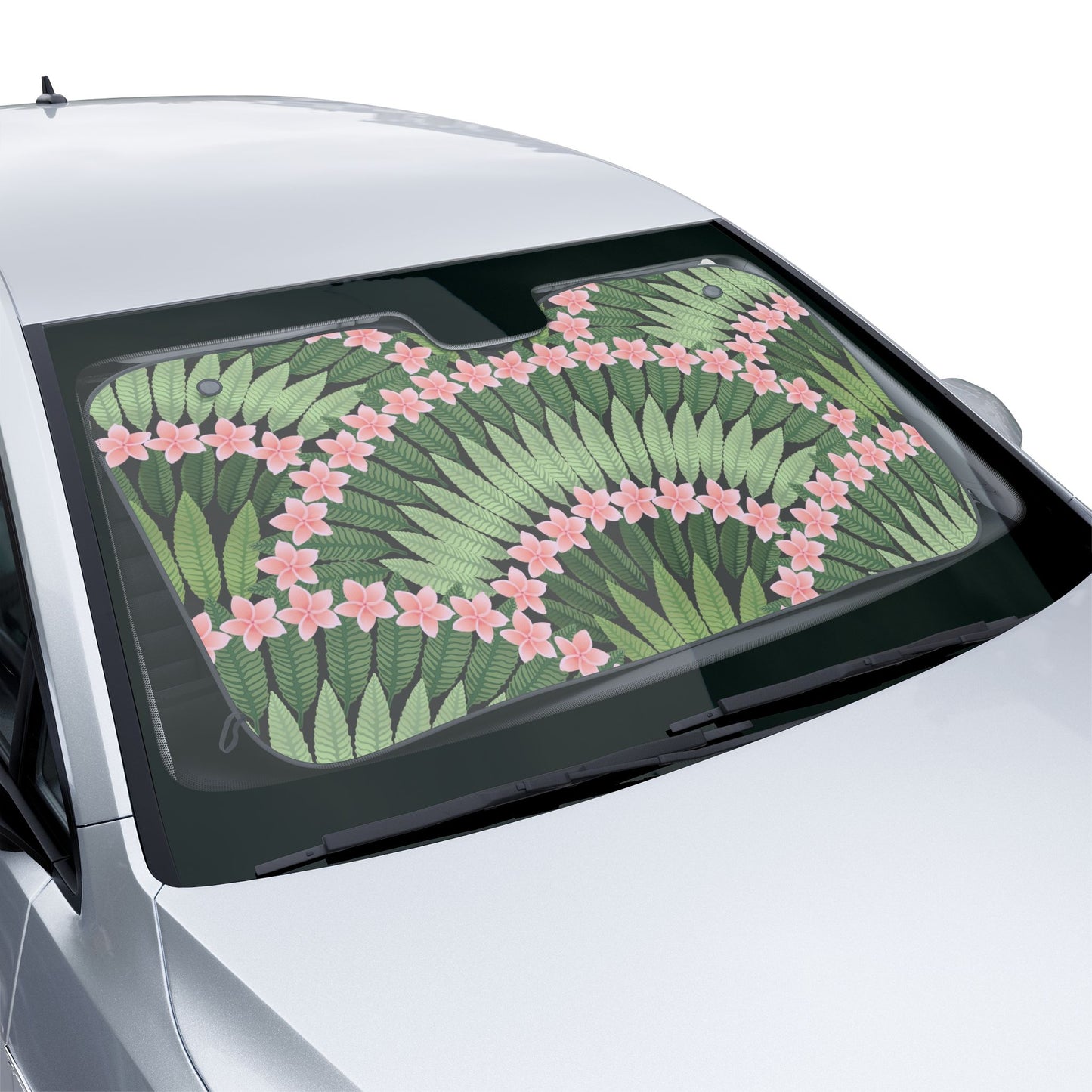 Tropical Car Sun Shades / Plumeria and Palms, Pink