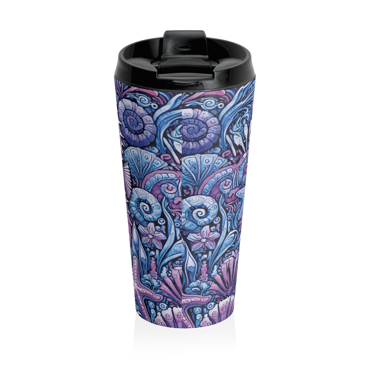 15 oz. Stainless Steel Travel Mug / Seahorse Trio Blue