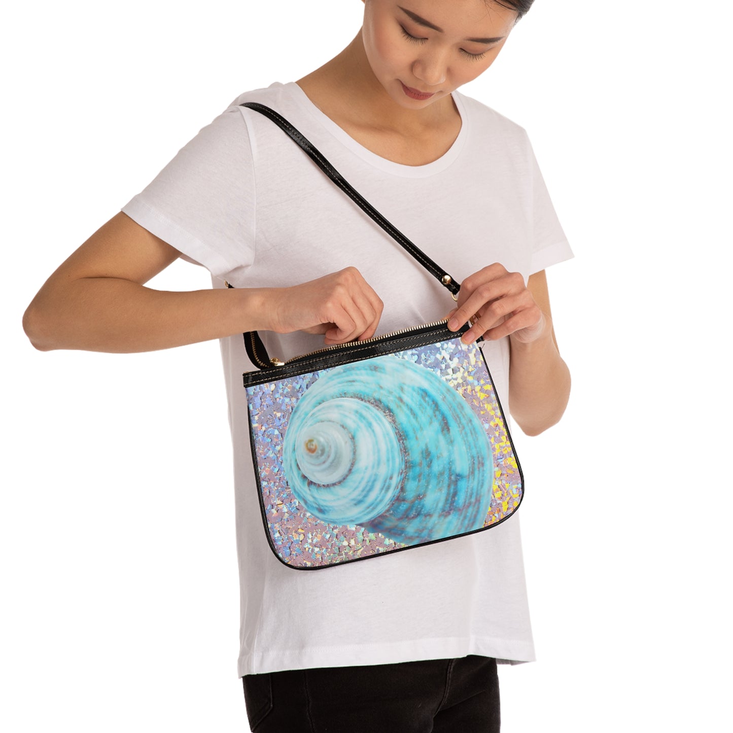 Tropical Beach Small Shoulder Bag | Stylish Crossbody Purse / Disco Jade Turbo