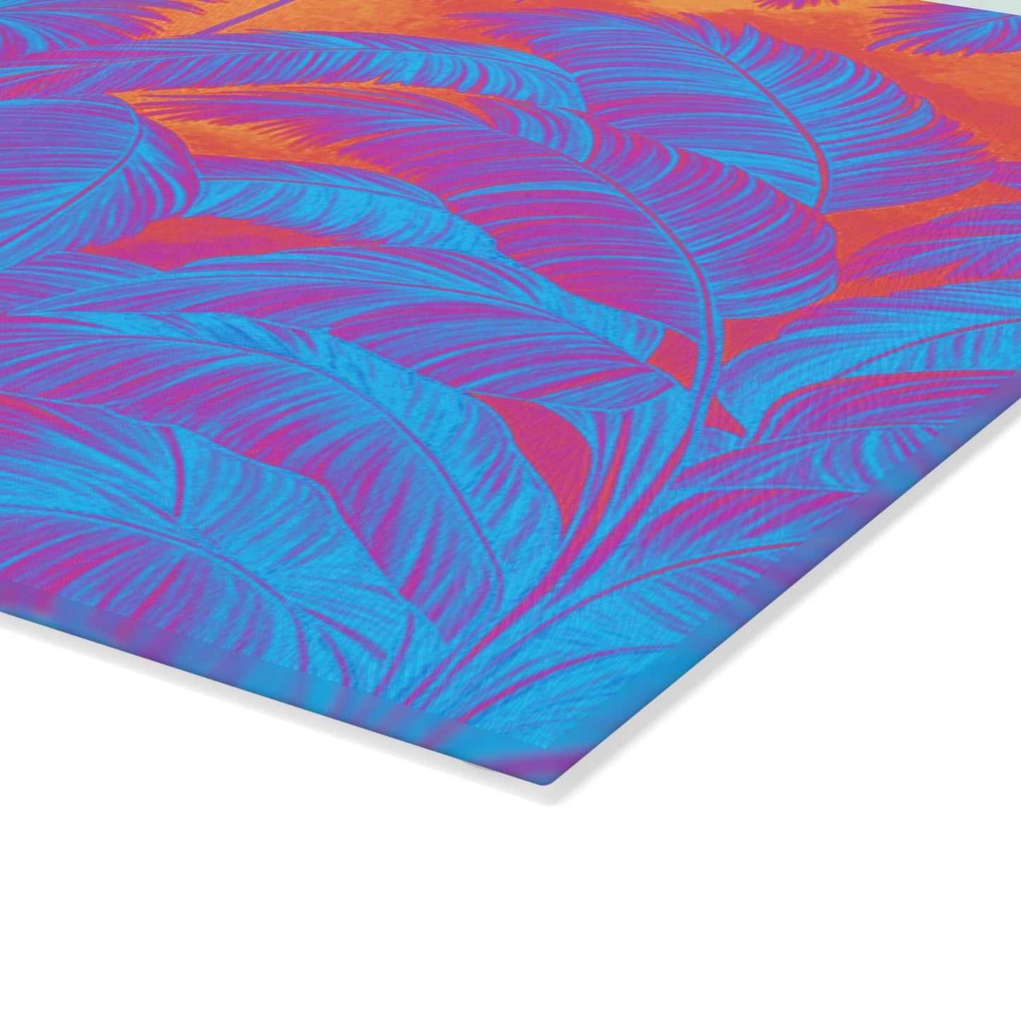 Glass Cutting Board, 2 sizes - Palm Serenity/Heatwave