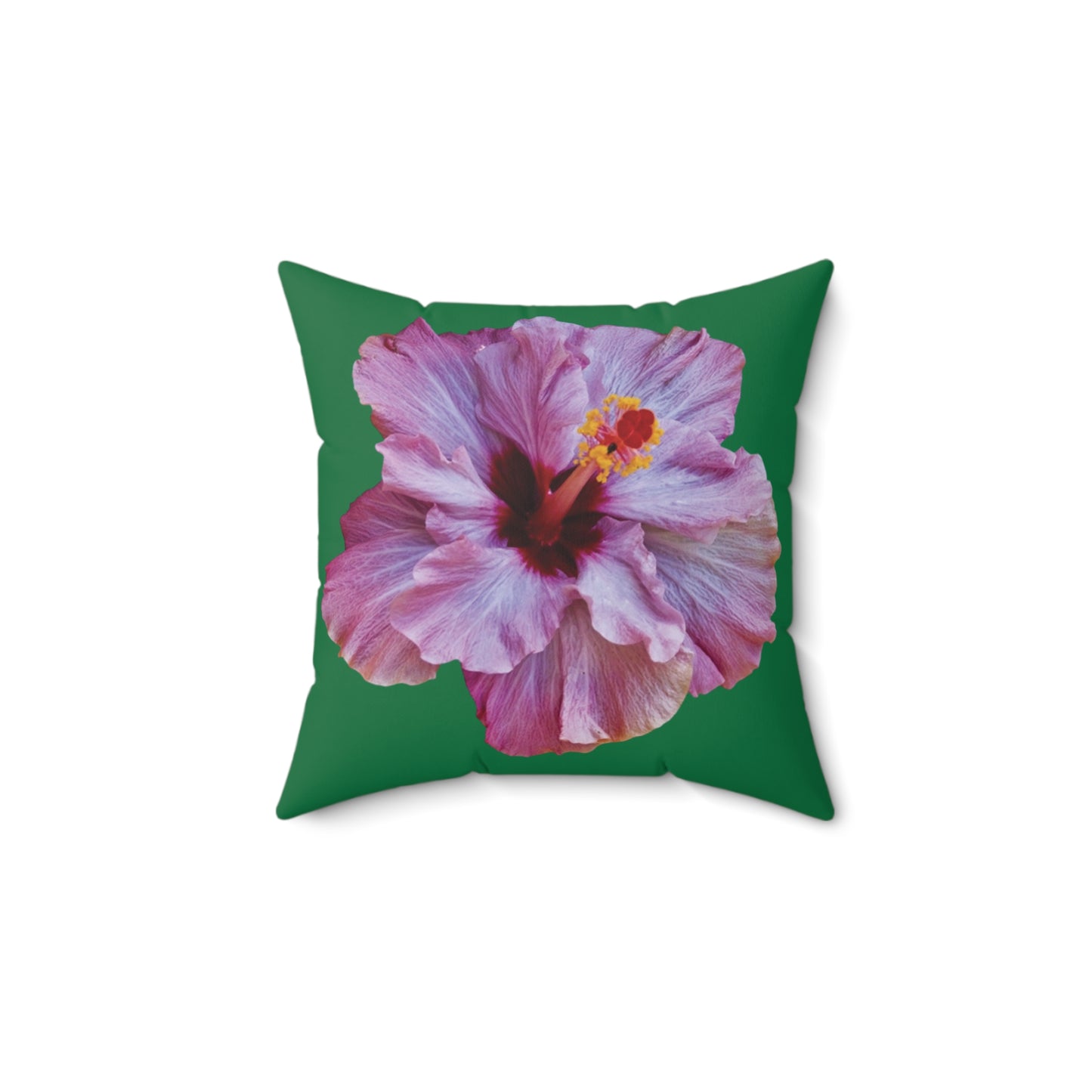 Decorative Pillow - Accent Cushion, 4 Sizes / Photo Purple Hibiscus, Dark Green