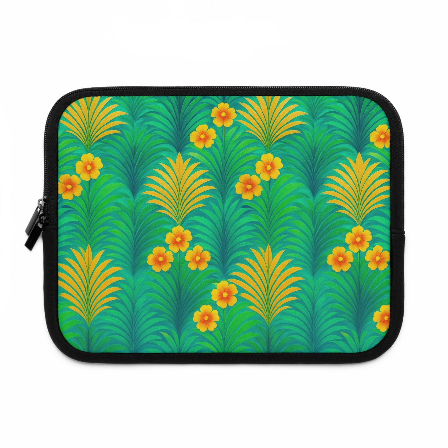 Tropical Laptop Sleeve, 5 Sizes - Perfect for Beach Lovers & Students / Sunrise Palms, Green