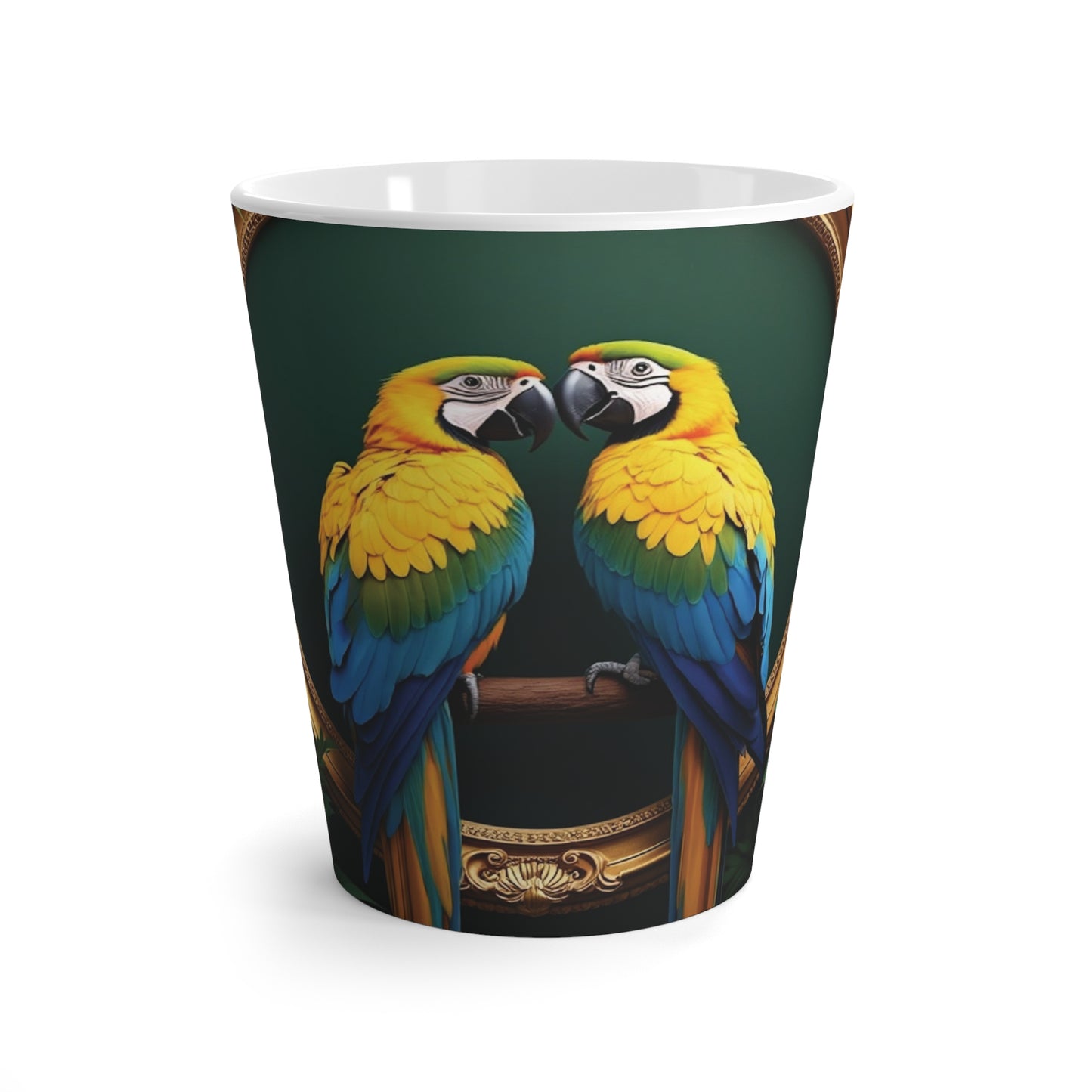 Latte White Mug - Framed Parrot Pair