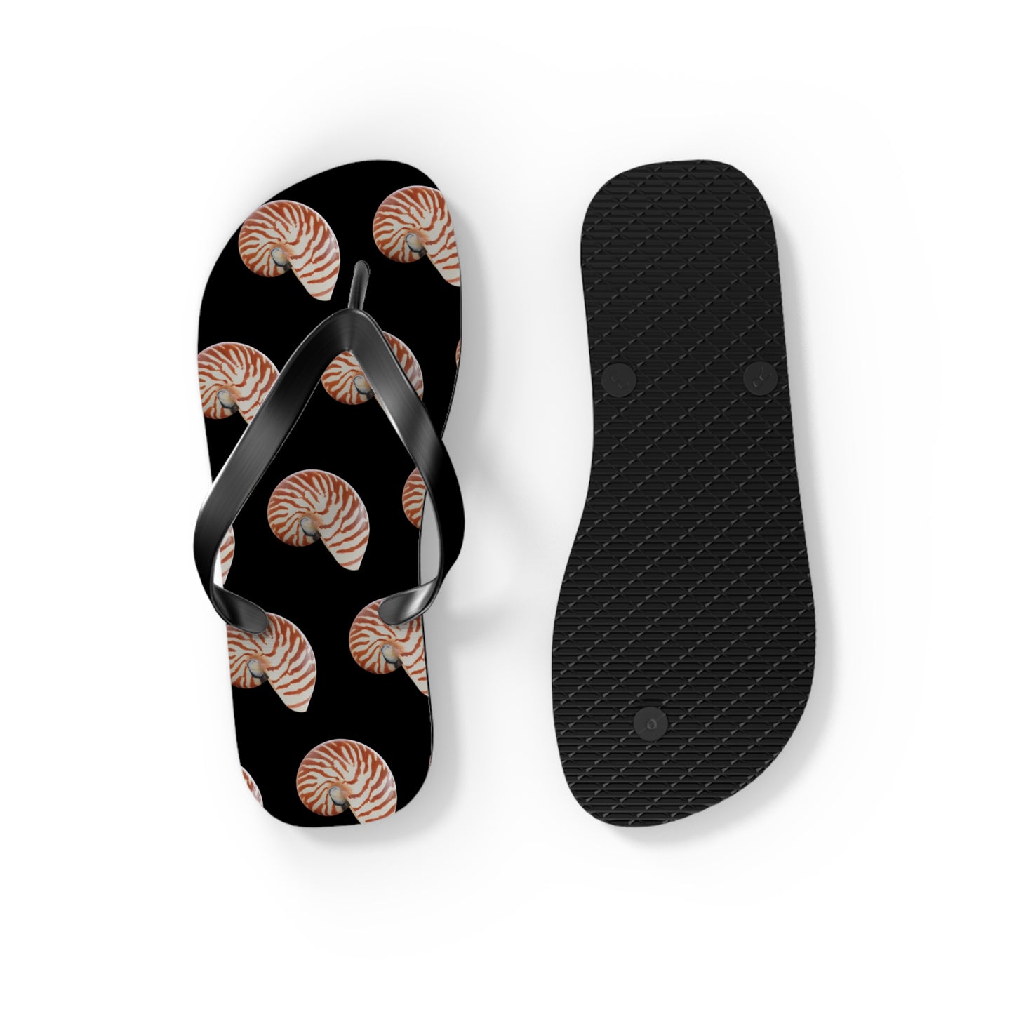 Flip Flops - Tiger Stripe Nautilus Shell, black