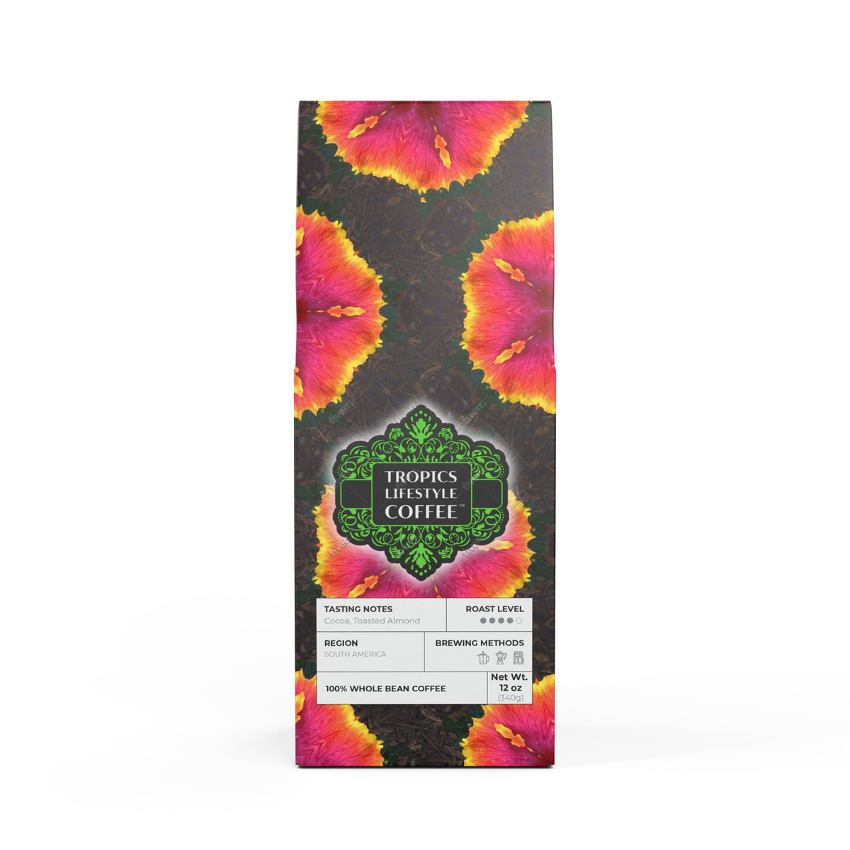 Midnight Surf Blend™ (Medium-Dark Roast) Specialty Grade Craft Coffee / Hibiscus Kaleido