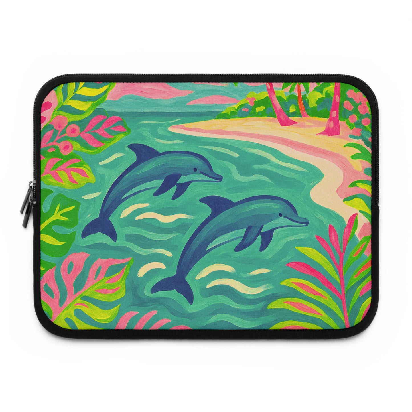 Tropical Laptop Sleeve, 5 Sizes - Perfect for Ocean Lovers & Students / Jumping Dolphins