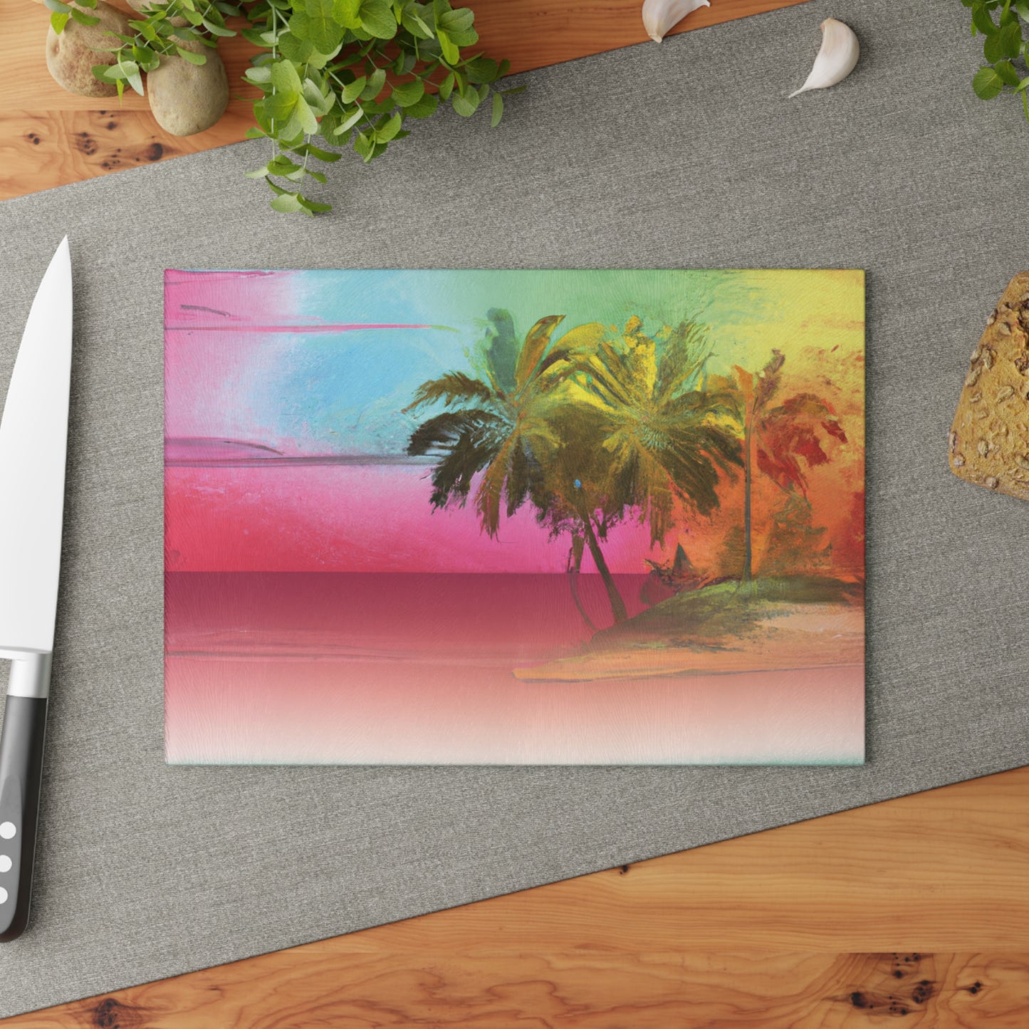 Glass Cutting Board, 2 sizes - Ombre Beach