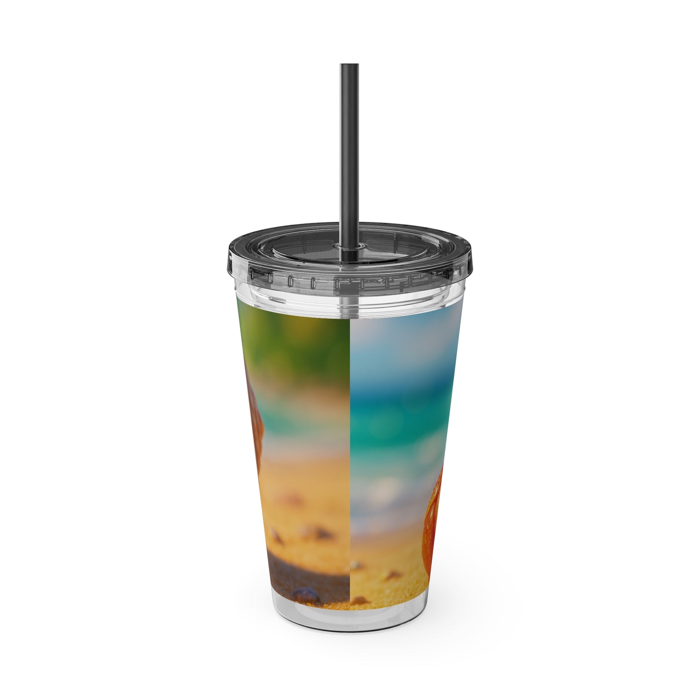 Tropical Tumbler with Straw | 16oz Colorful Travel Cup / Baby Hermit Crab