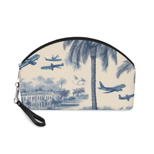 Makeup Bag - Blue Travel Tropical Toile