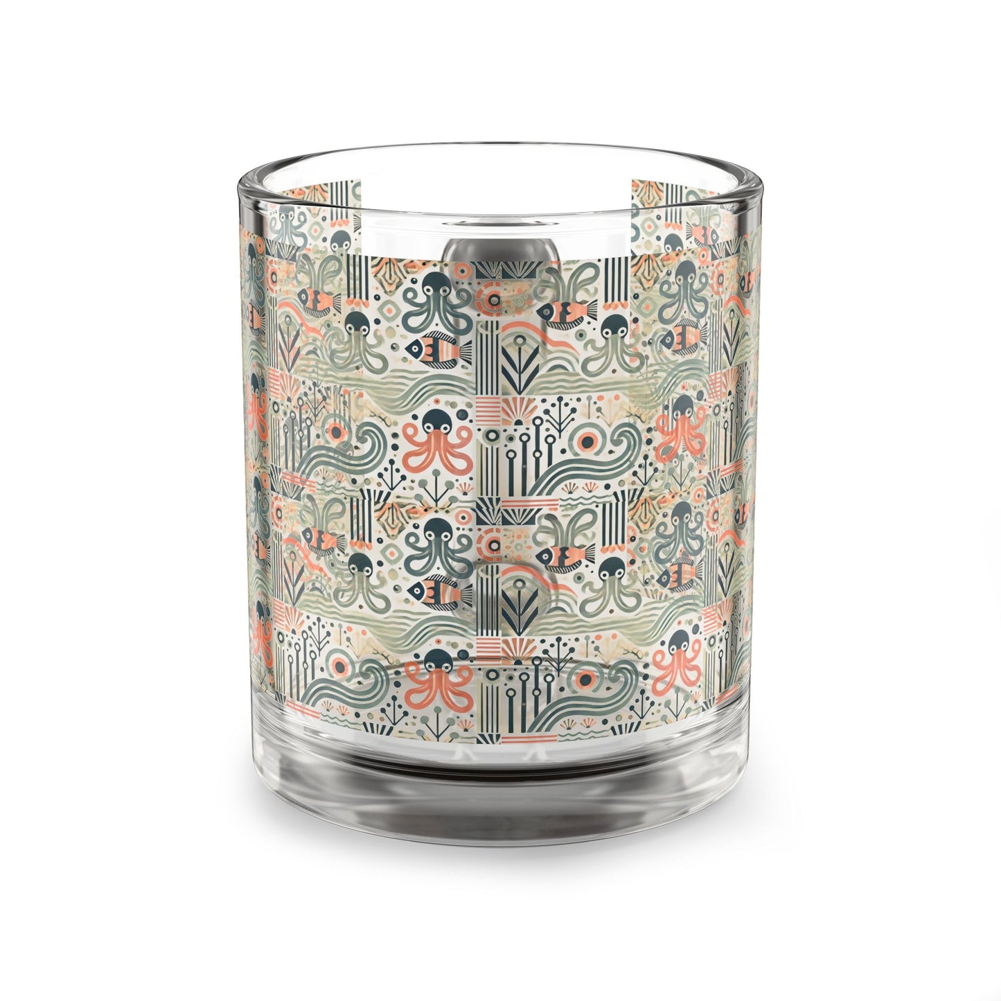 Tropical Glass Mug - 10oz Coffee Cup / Mid-Century Octopus