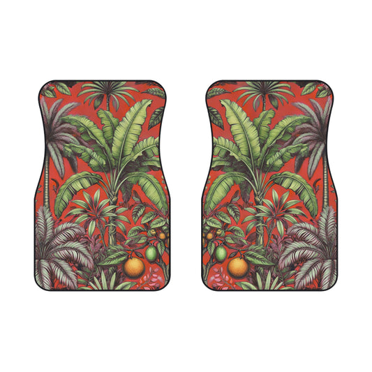 Tropical Fruit/Red Car Floor Mats - SET of 2