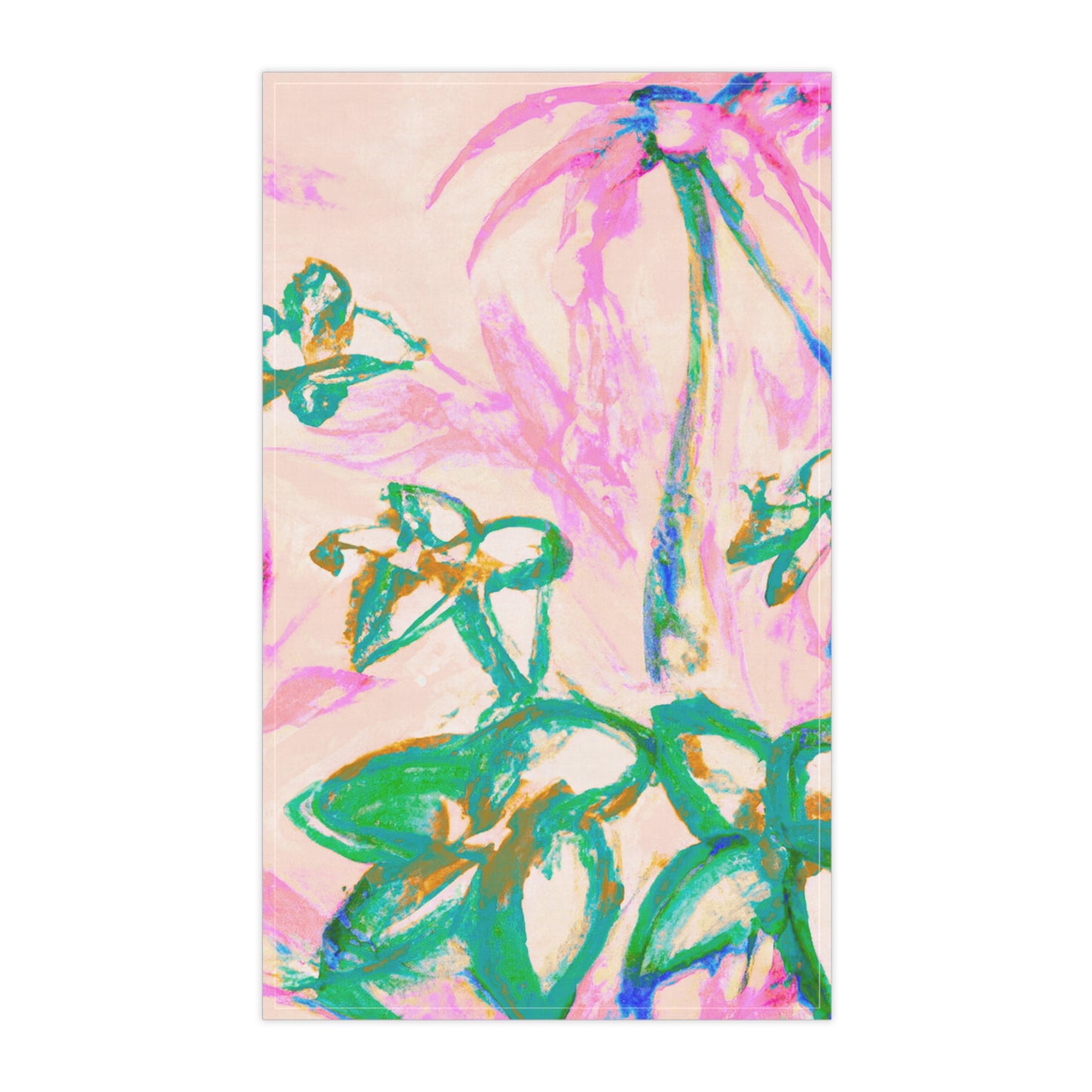 Tea Towels (cotton, poly), Tropical Doodles, Pink