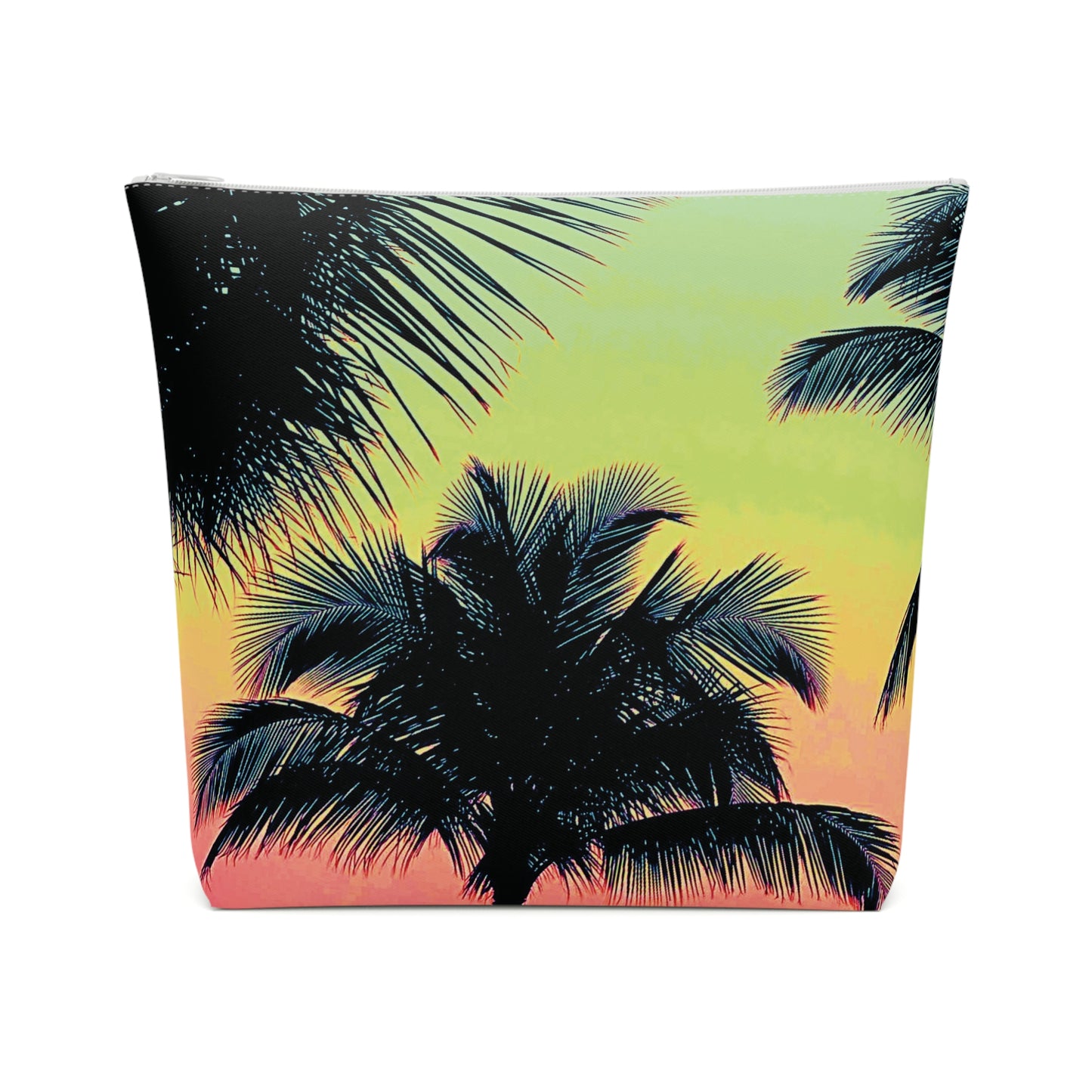 Tropical Cotton Cosmetic Bag, Makeup Pouch, 5 Sizes / Palm Glow, Sangria