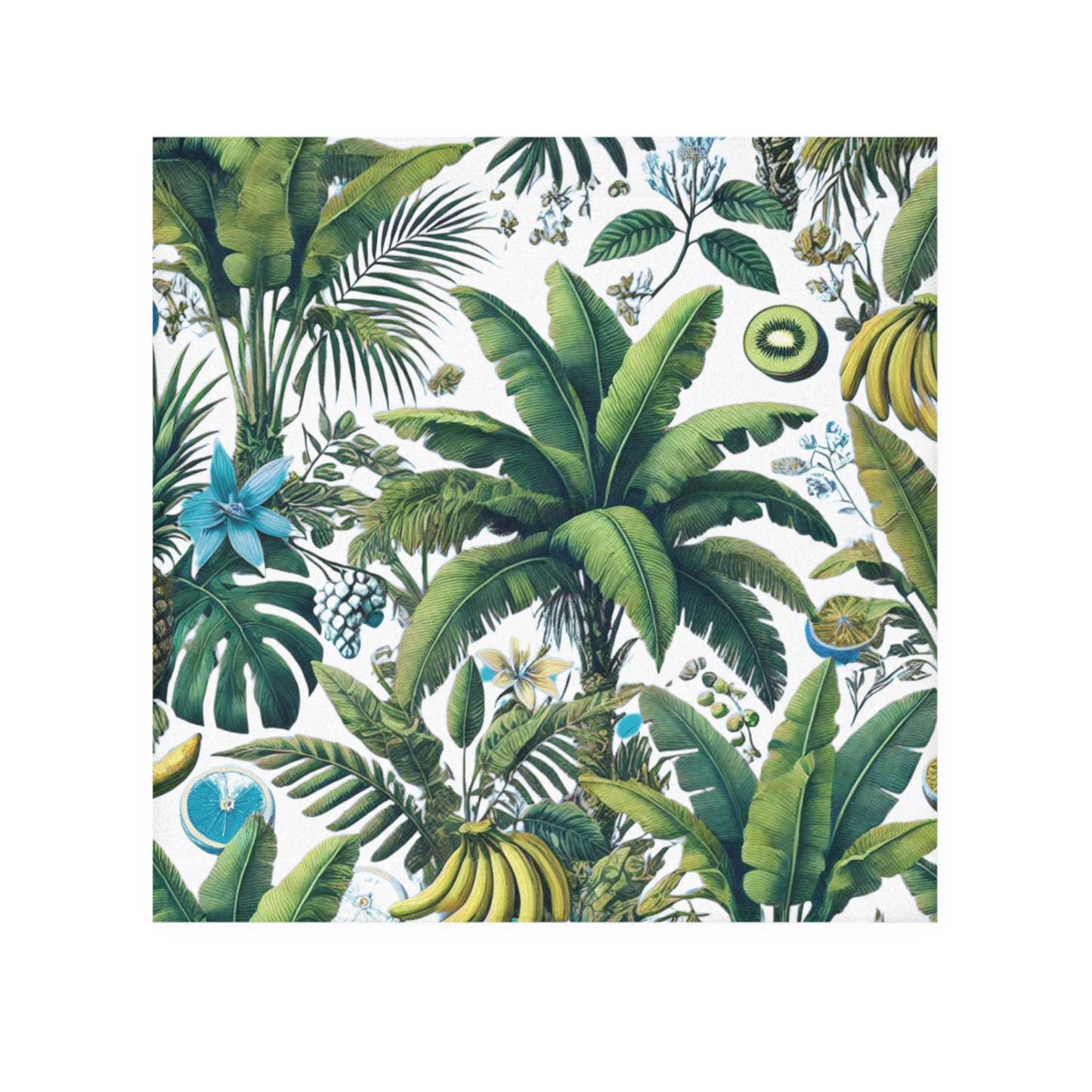 Face Towel - Palms, More Tropical Fruit, White