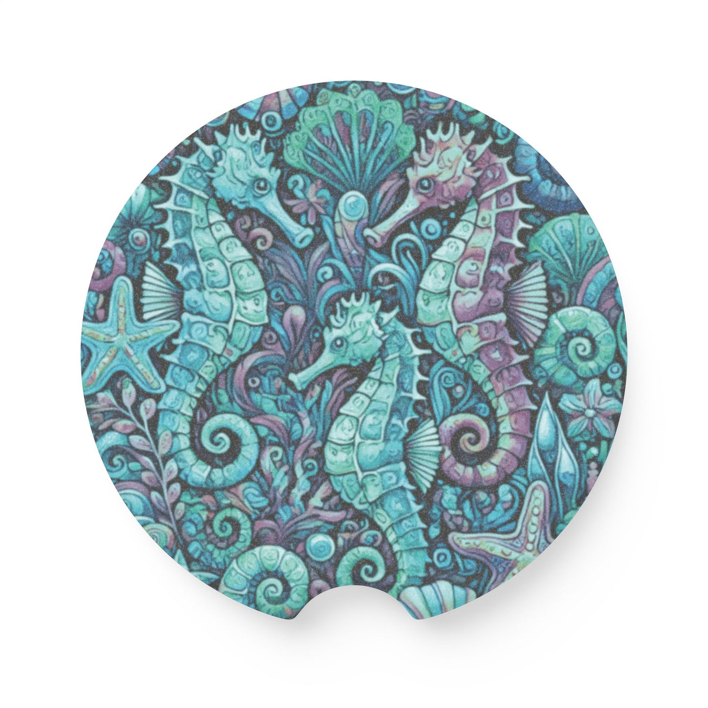 Soapstone Car Coaster - Seahorse Trio/Turquoise